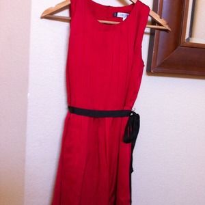 Red pleated dress