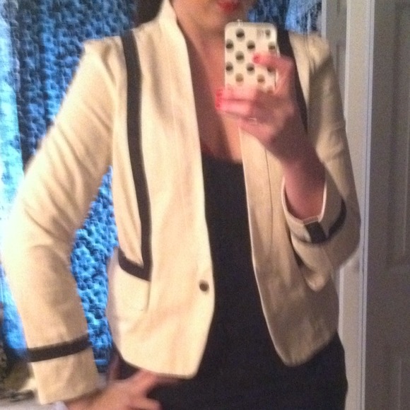 Reserved! White and navy LOFT blazer.