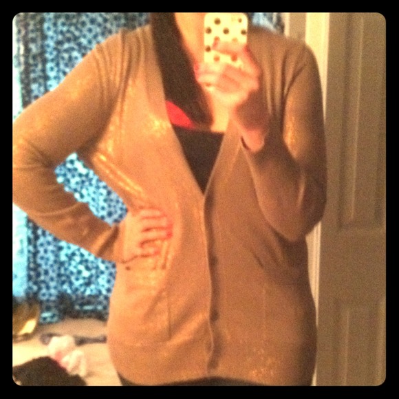 LOFT gray and gold boyfriend cardigan size XL