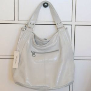 REDUCED New White Leather Belgian Designer Handbag