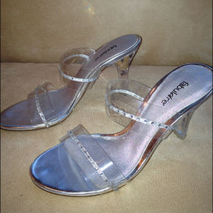Fabulaire clear heels & straps with rhinestones