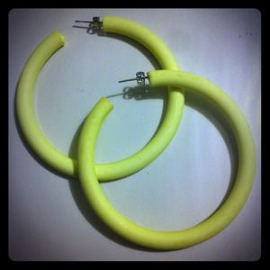 Jewelry - Large Neon Yellow Hoops Jewelry - Large Neon Yellow Hoops