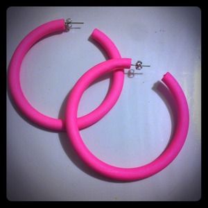 Jewelry - Large Neon Pink Hoops Jewelry - Large Neon Pink Hoops