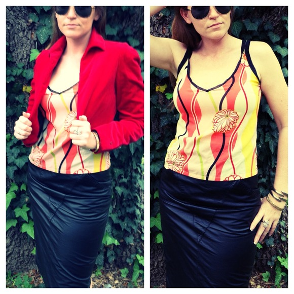 Trina Turk Silk Neon Floral Sleeveless Blouse
