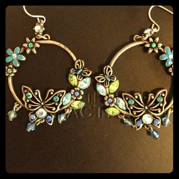 Blue butterfly earrings