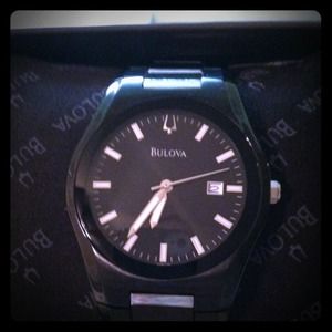 Men's black Bulova watch