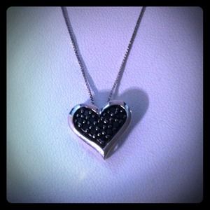 Black diamond heart necklace