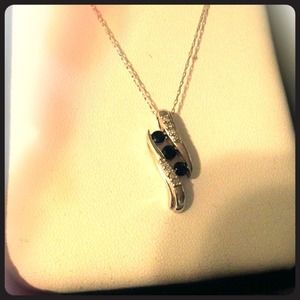Diamond/blue sapphire necklace