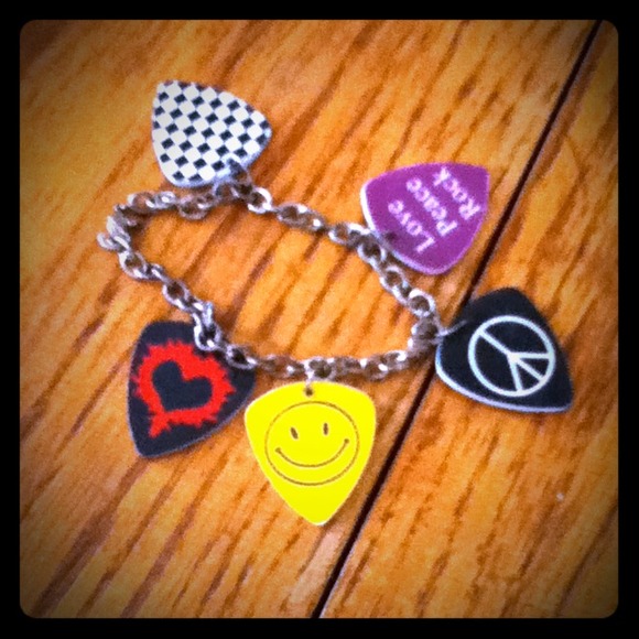 Guitar pick charm bracelet