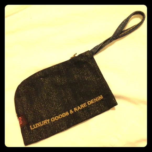 Gold Sign denim wristlet - Picture 1 of 2