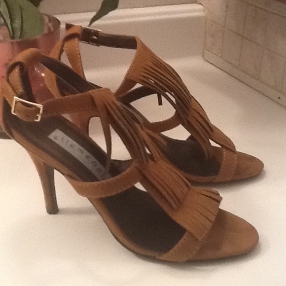 Reduced Price! Tan/Brown Suede-like Fringe Heels