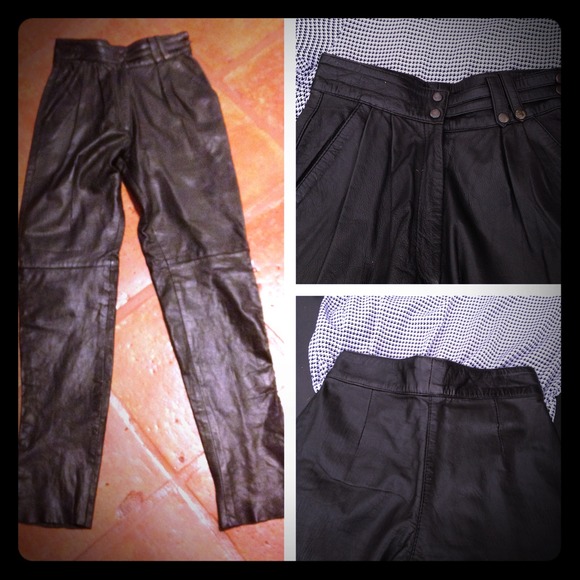 Bruno Giovanni Pants - Vintage Leather Snap-Front Pants