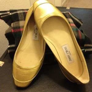 Gold Jimmy Choo flats