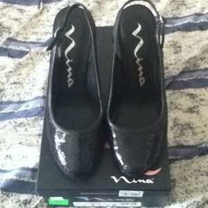 Black Nina sequined pumps