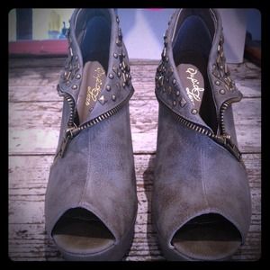Army green studded shoes