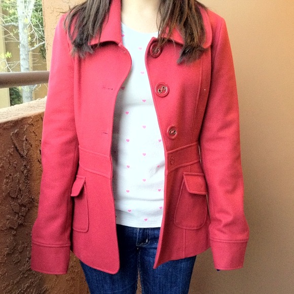 RESERVED Red peacoat & black dress