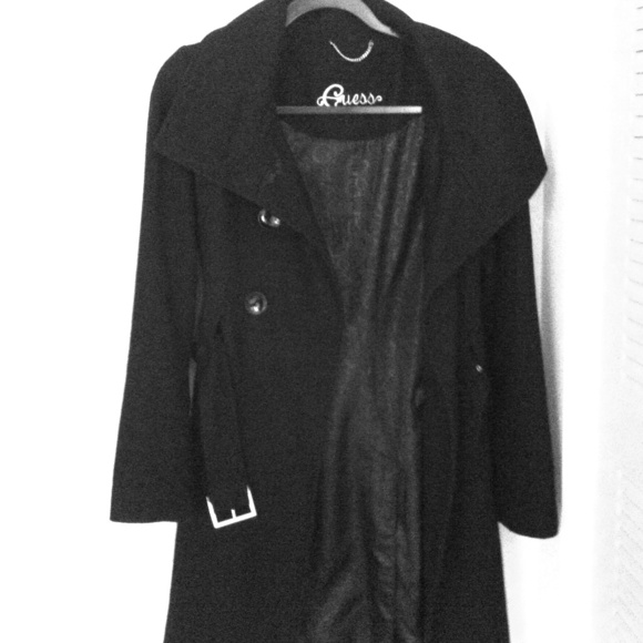 Black wollen guess long jacket - Picture 1 of 3