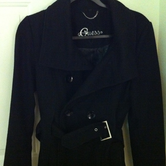 Black wollen guess long jacket - Picture 2 of 3