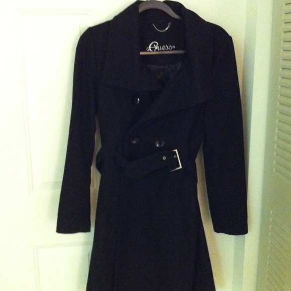 Black wollen guess long jacket - Picture 3 of 3