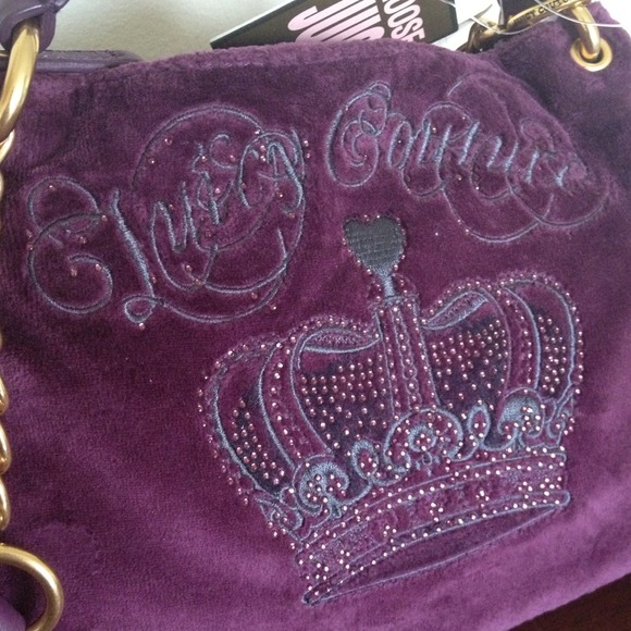 Juicy Couture Purple Suede Crown Shoulder Bag Rare Vintage Style - Picture 3 of 5
