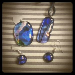 2 pendants and a pair of earrings