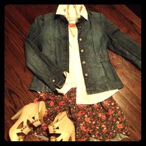 Fossil Jackets & Blazers - Fossil Denim Ruffle Trim Jacket Fossil Jackets & Blazers - Fossil Denim Ruffle Trim Jacket