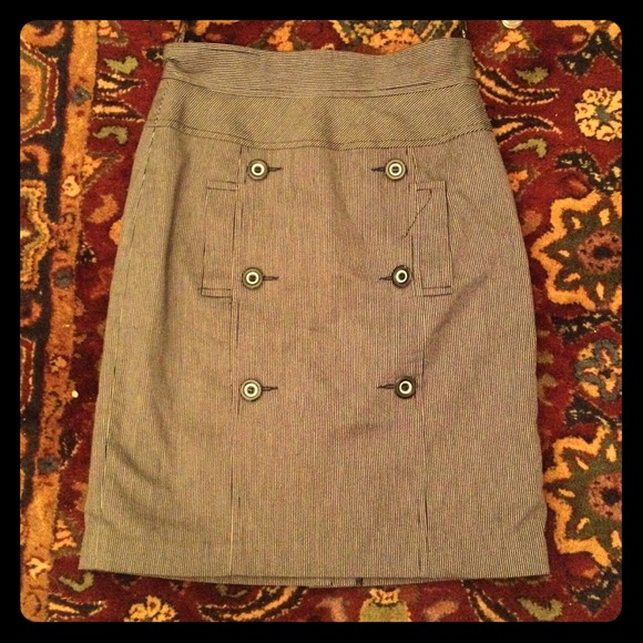 Topshop Navy Pinstripe Pencil Skirt