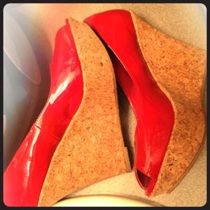 Bamboo peep toe wedges