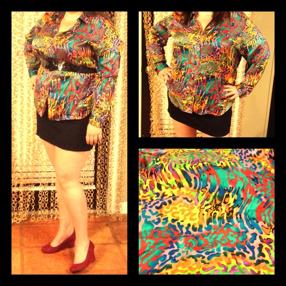 Vintage 100% Silk Wild Color Blouse