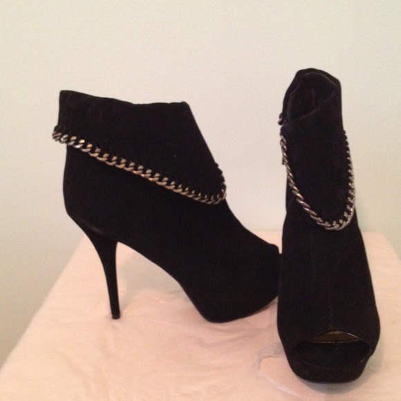 Black Suede open toed boots