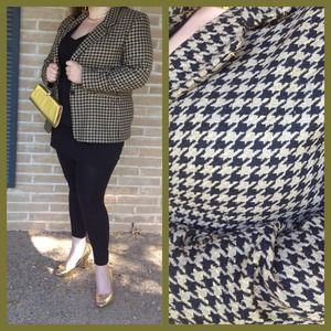 Vintage Silk Houndstooth Blazer w/ Threads of Gold