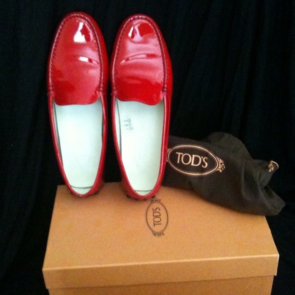 Tod's red patent loafers