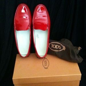 Tod's red patent loafers