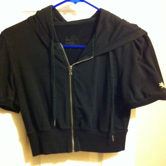 Express - quality cotton, black midriff hoodie