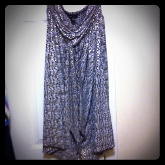 Express shimmery black,gold,white, strapless dress