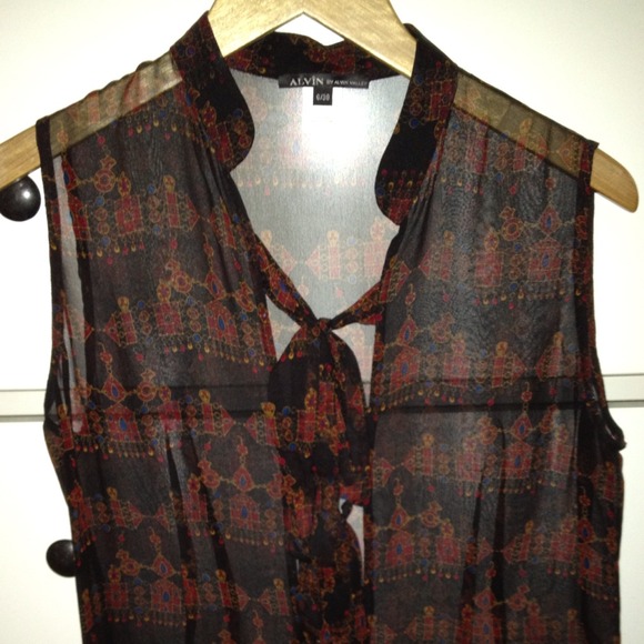 *REDUCED* Alvin Valley Silk Chiffon Tie Front Top