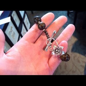 wooden balled bracelet with sterling silver clasp