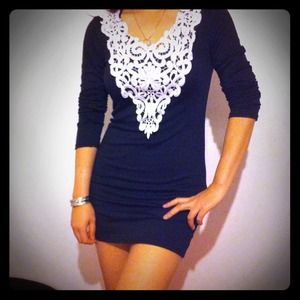 Black crochet detailing dress 🙅reserved