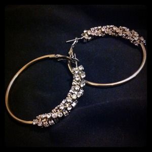 Spiral crystal hoop earrings