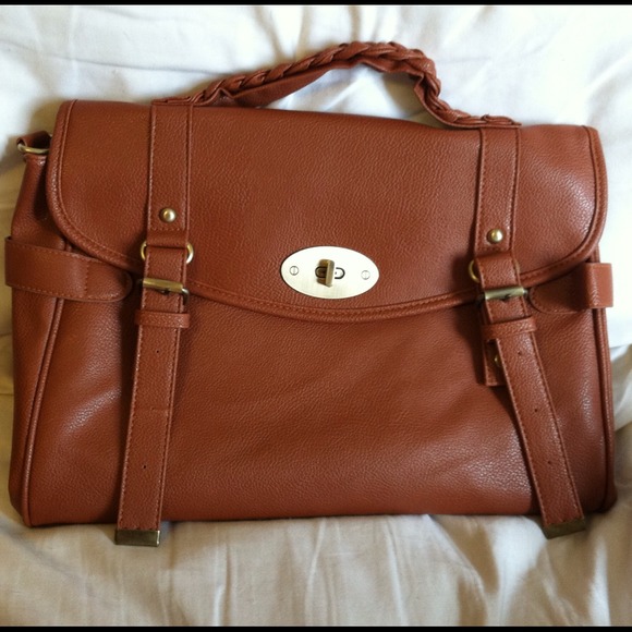 Faux leather satchel, never used!