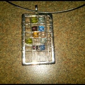 💢SOLD💢 Beaded pendant on silver wire necklace