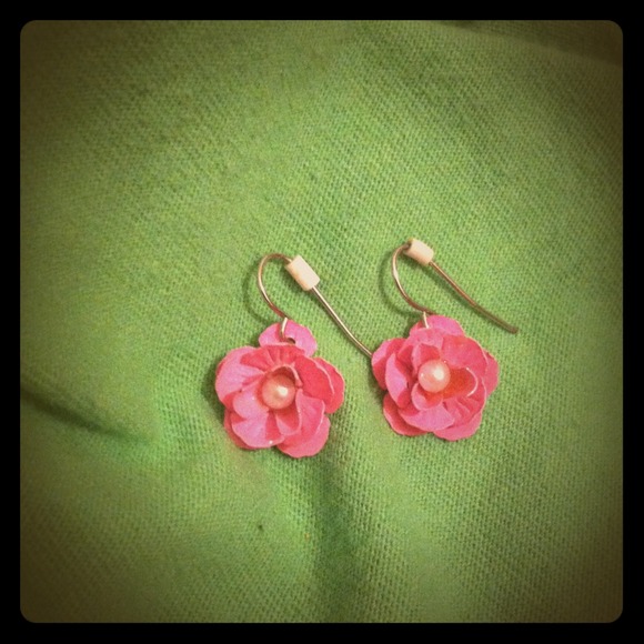 Pink flower earrings