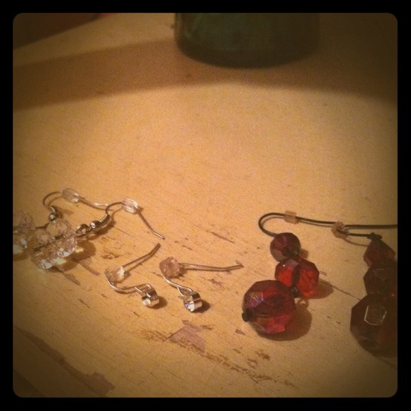 Package! Red, clear, and rhinestone earrings