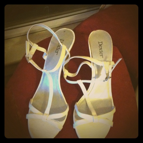 White sandal heels