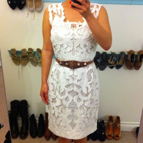 Betsey Johnson white embroidered shift dress