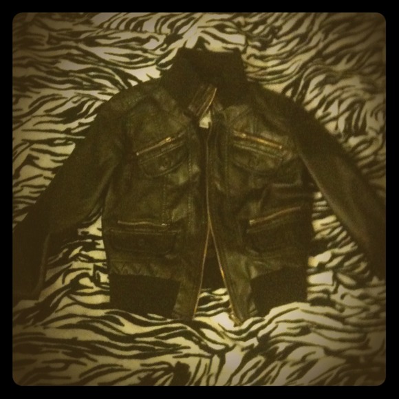 Sold Faux leather high collar jacket