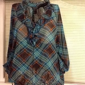 Plaid dressy or casual blouse