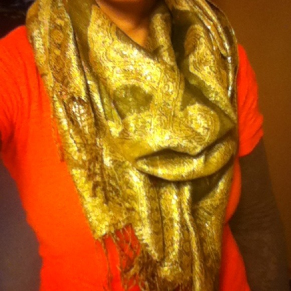 Gold and olive green pashmina