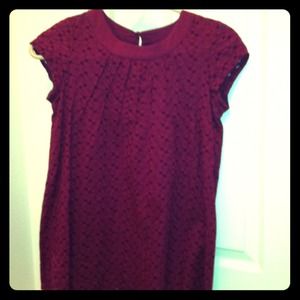 Floral eyelet fuchsia blouse.