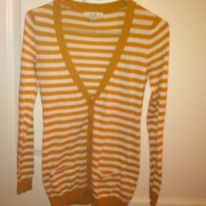 Forever 21 mustard/white striped cardigan